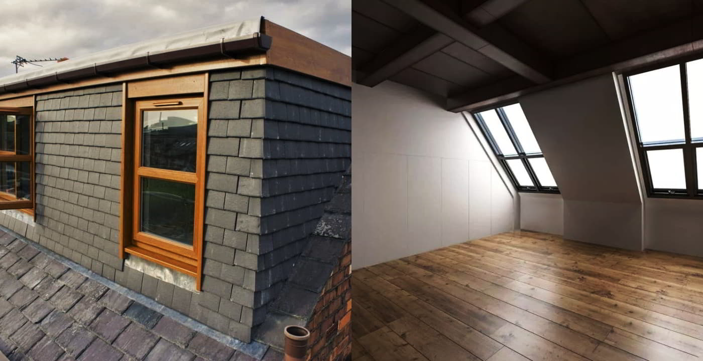 inside and outside a mansard loft