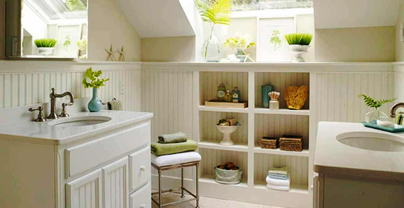 bathroom shelves under eaves